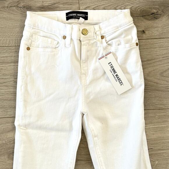 Etienne Marcel White High Rise Red Ankle Zipper Skinny Jeans Size 24 NWT $245 - Picture 6 of 12